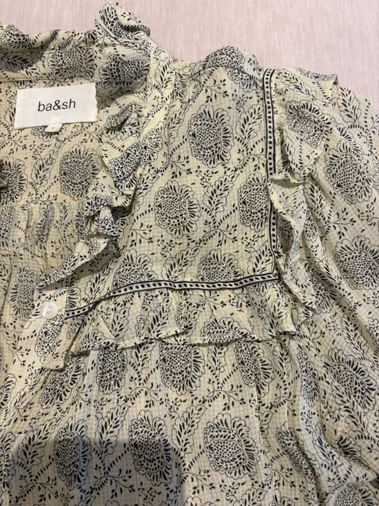 BORA ba&sh cream Paisley Ruffle Button-Up Blouse - Picture 6 of 10